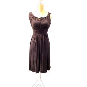 Merona Chocolate Brown Sleeveless Dress XS Empire Waist Stretch Casual